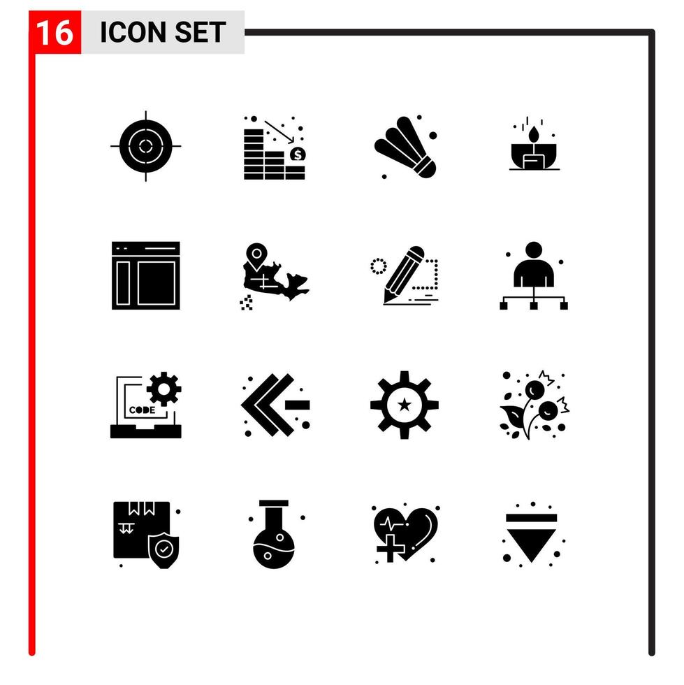 conjunto de 16 iconos modernos de la interfaz de usuario signos de símbolos para el juego de comunicación izquierda elementos de diseño vectorial editables con luz brillante vector