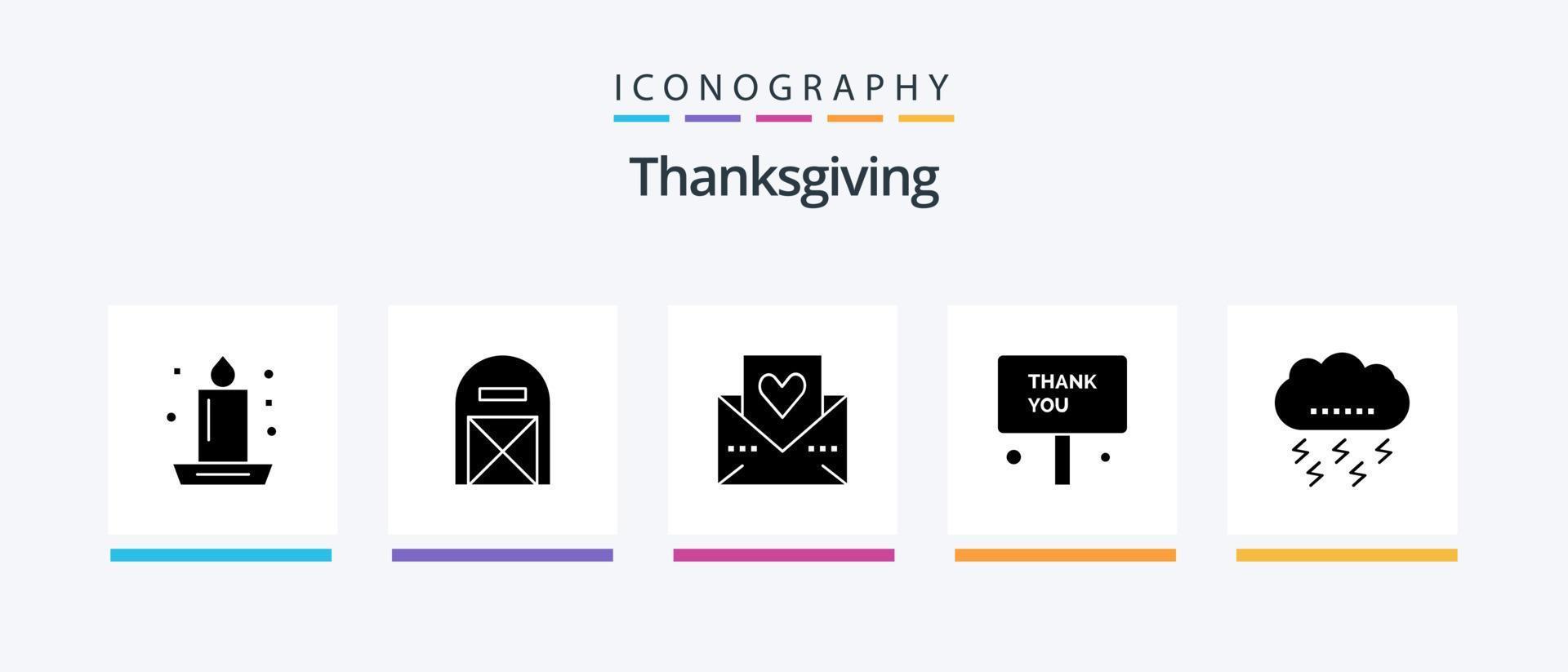 Thanks Giving Glyph 5 Icon Pack Including thank. greeting. pilgrim. thanksgiving. love letter. Creative Icons Design vector