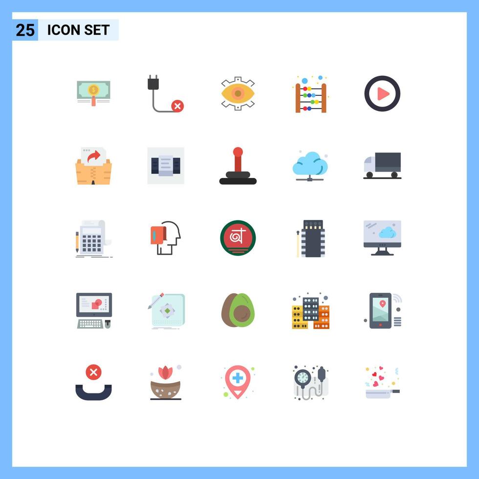 Group of 25 Flat Colors Signs and Symbols for abacus modern disconnected creative production Editable Vector Design Elements