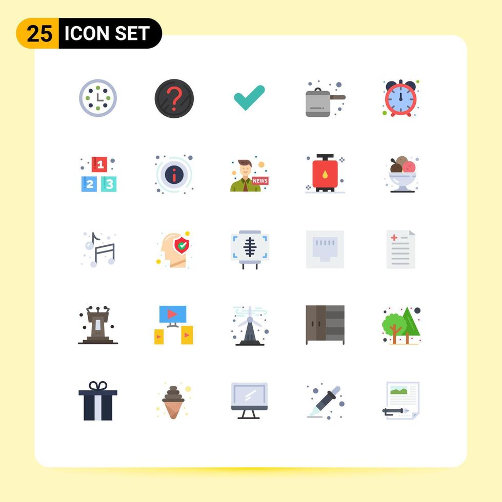 Group of 25 Modern Flat Colors Set for abc productivity check efficiency kitchen Editable Vector Design Elements