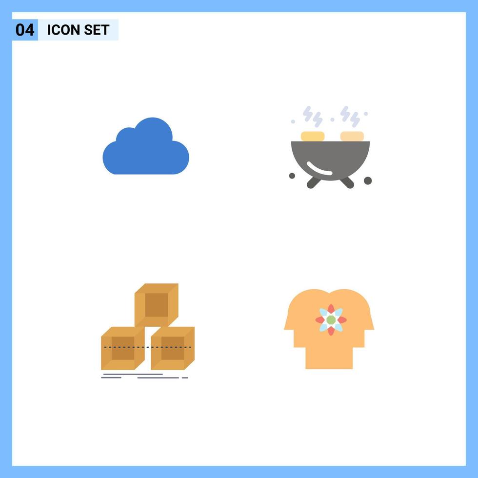 4 Universal Flat Icon Signs Symbols of cloud stack cloudy hobbies talent Editable Vector Design Elements