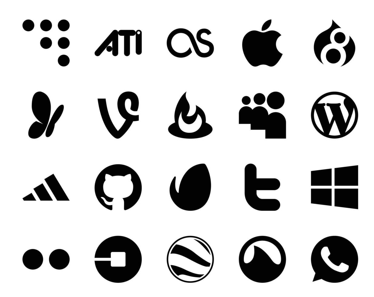 20 Social Media Icon Pack Including flickr tweet myspace twitter github vector