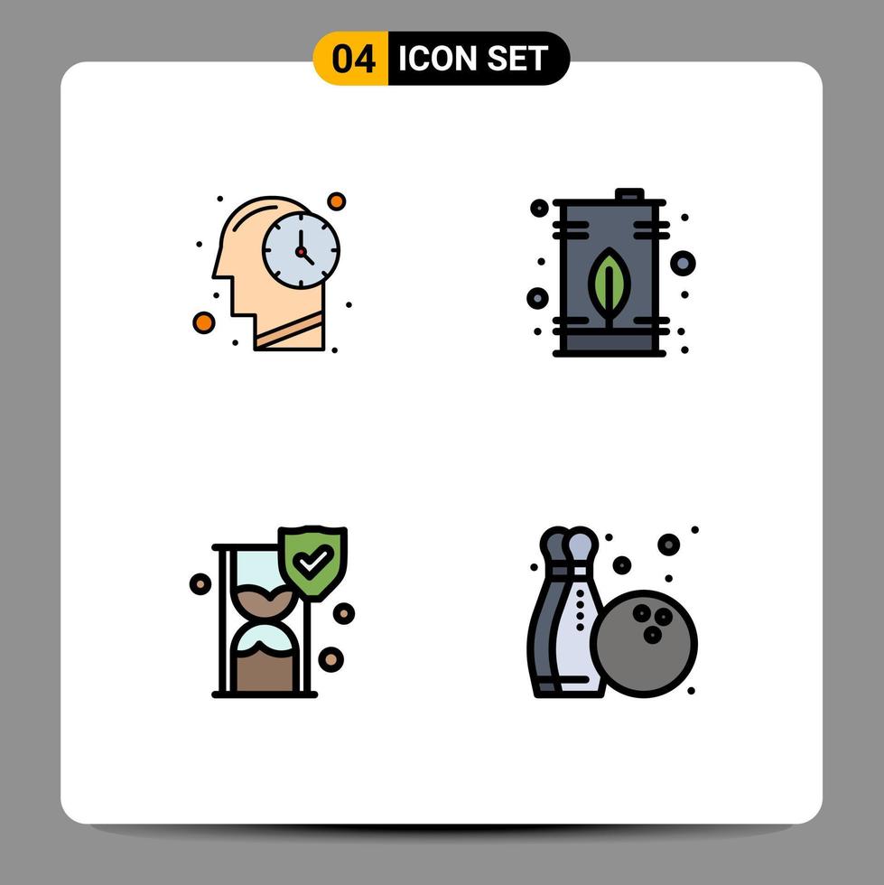 conjunto de 4 iconos de interfaz de usuario modernos símbolos signos para seguro humano puede escudo de aceite elementos de diseño vectorial editables vector