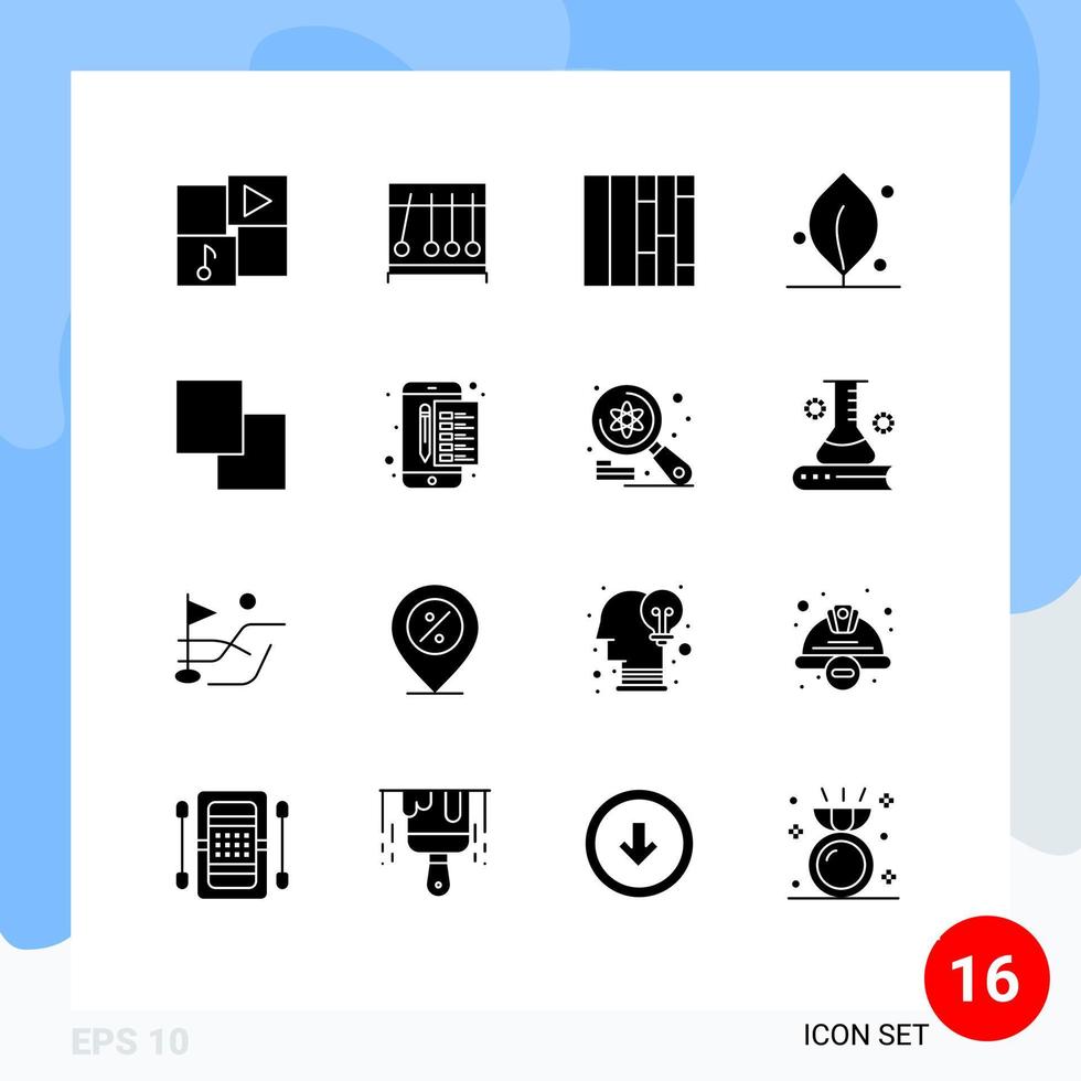 Modern Set of 16 Solid Glyphs Pictograph of file swap layout layers nature Editable Vector Design Elements