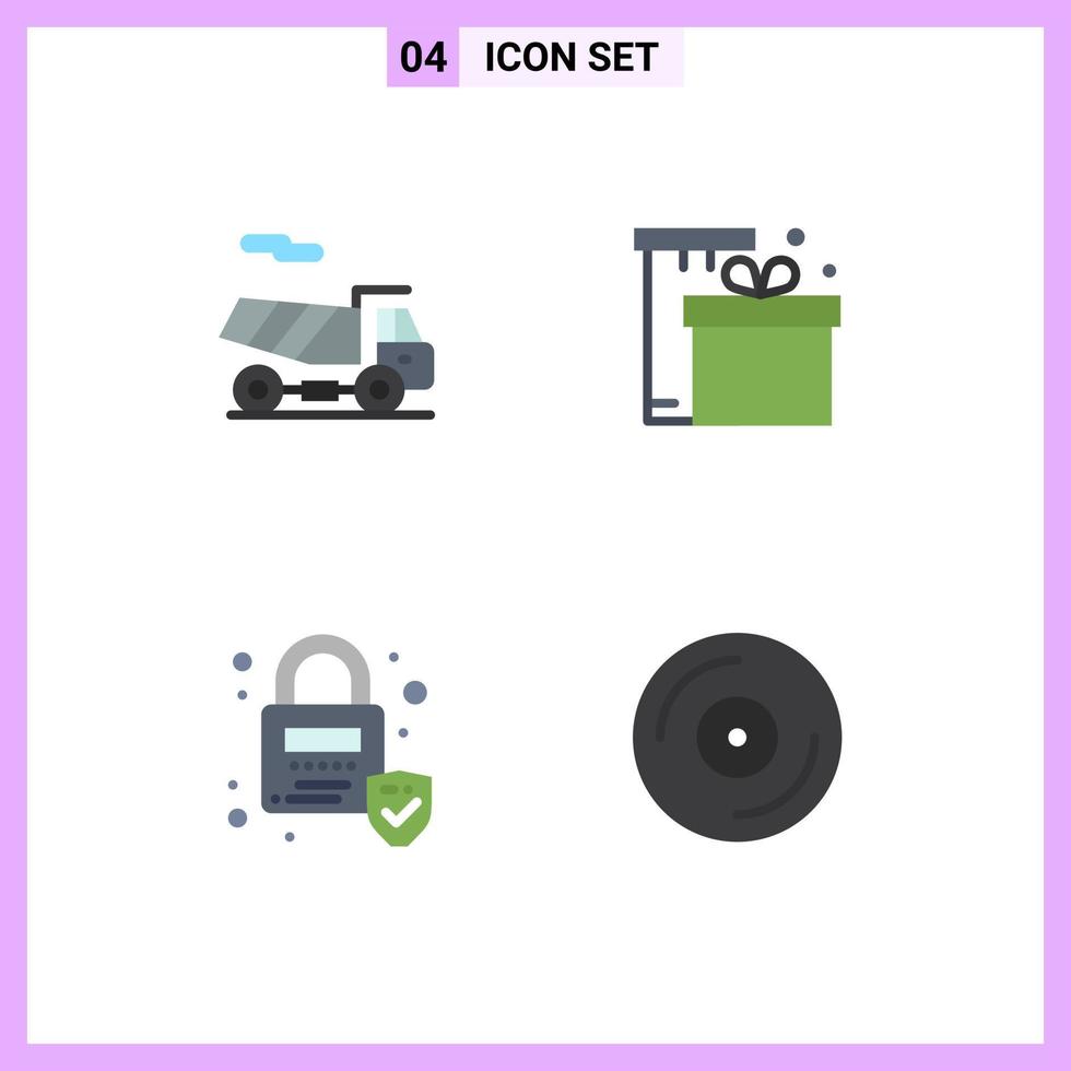 conjunto moderno de 4 iconos y símbolos planos, como dispositivos eid de regalo bloqueados en bicicleta, elementos de diseño vectorial editables vector