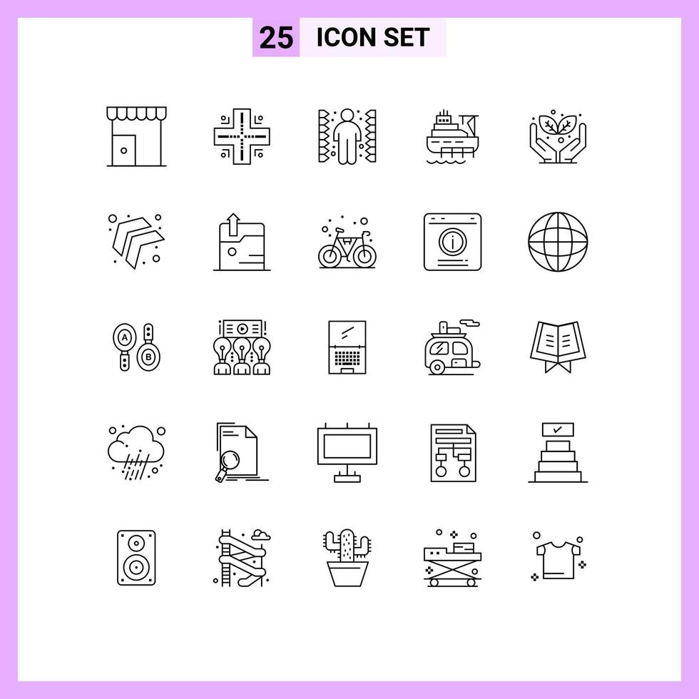 Pack of 25 creative Lines of protect construction challenge cargo ship Editable Vector Design Elements