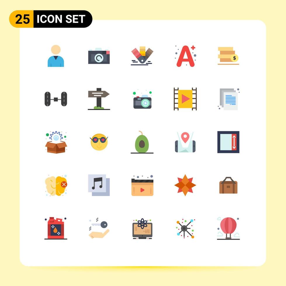 grupo universal de símbolos de iconos de 25 colores planos modernos de elementos de diseño de vectores editables de ahorro de pila pms dinero educación