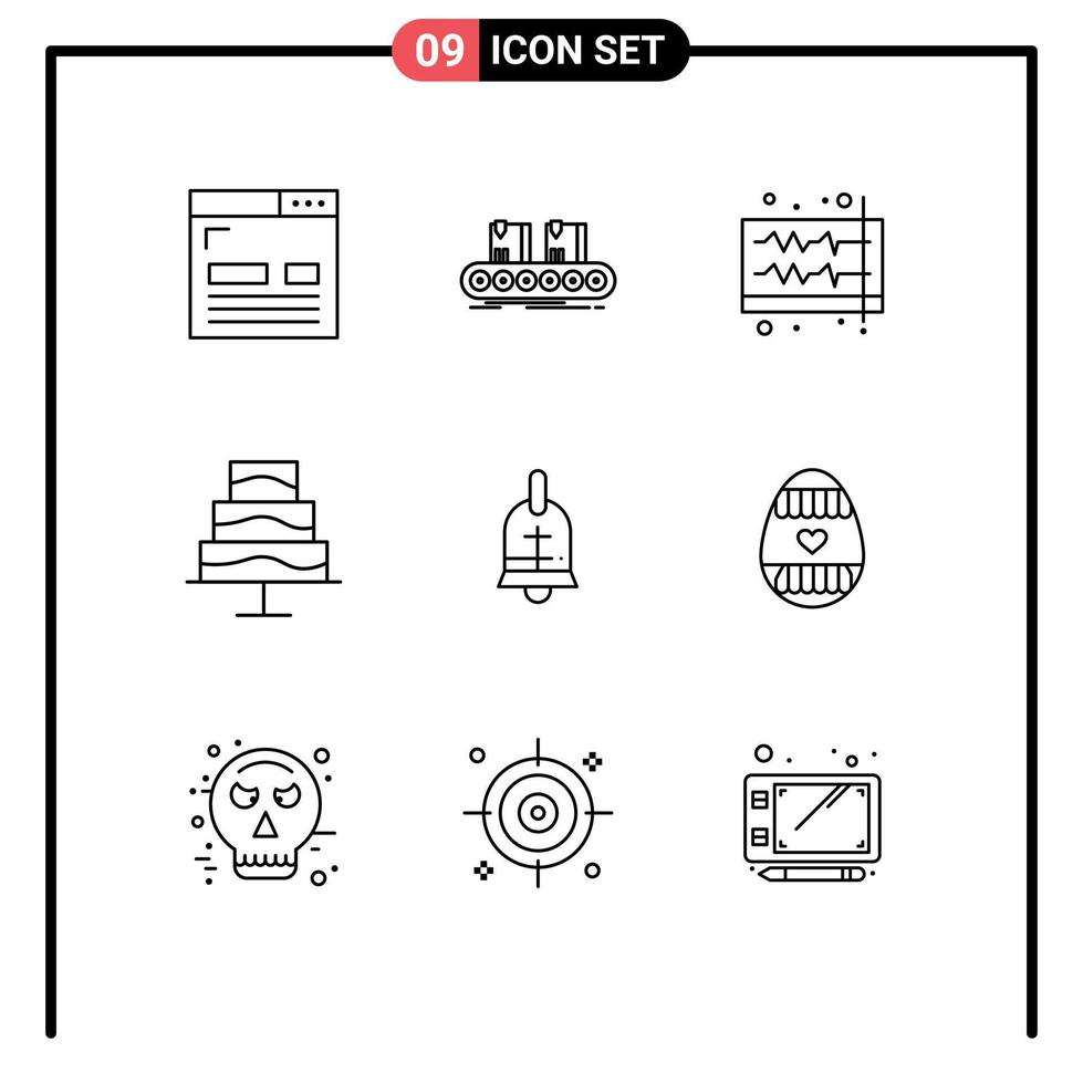 Stock Vector Icon Pack of 9 Line Signs and Symbols for photo editor factory wave sound Editable Vector Design Elements