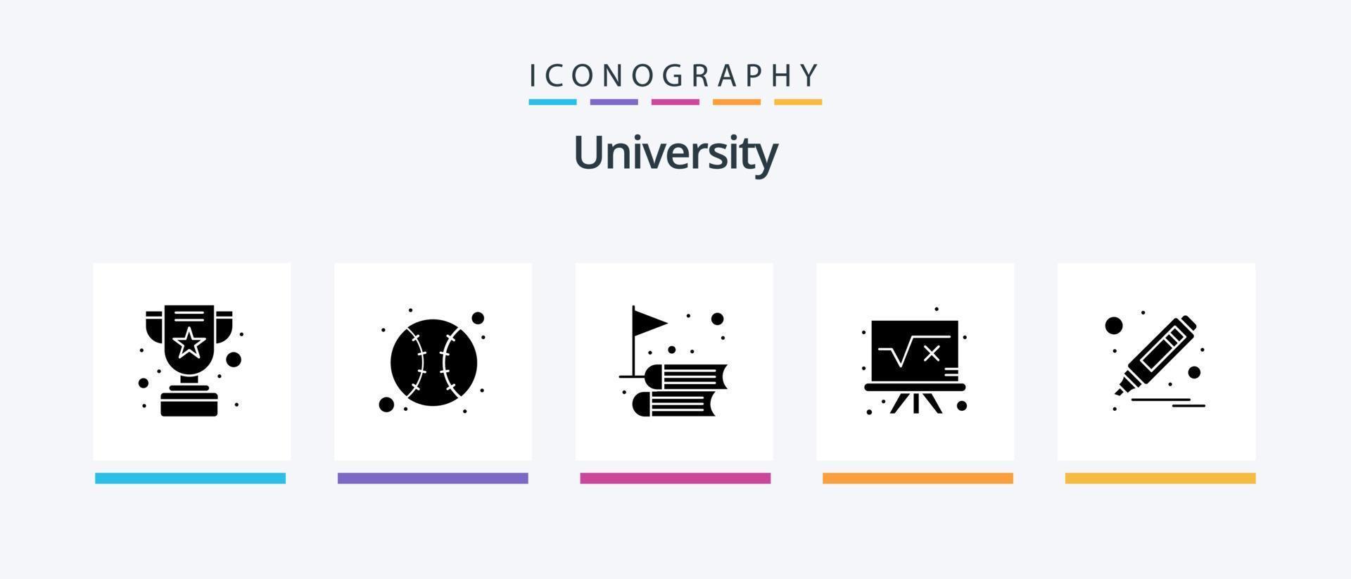 University Glyph 5 Icon Pack Including marker. formula. books. education. math. Creative Icons Design vector