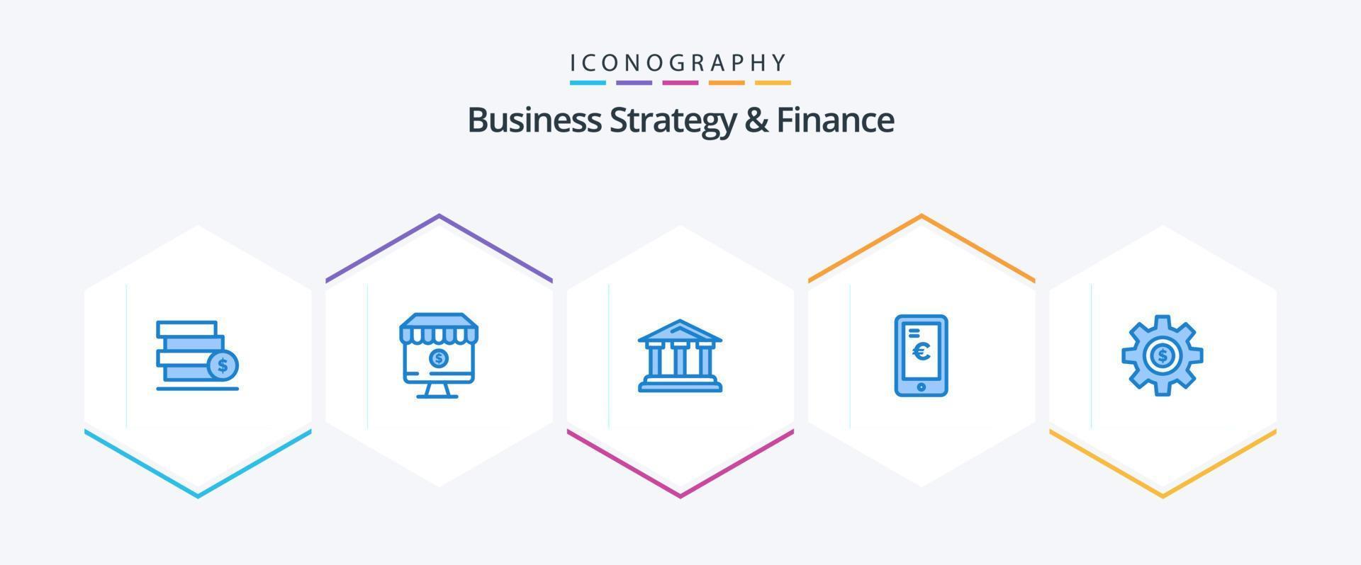 estrategia empresarial y finanzas 25 paquete de iconos azules que incluye compras. pago. comercio. móvil. Corte vector
