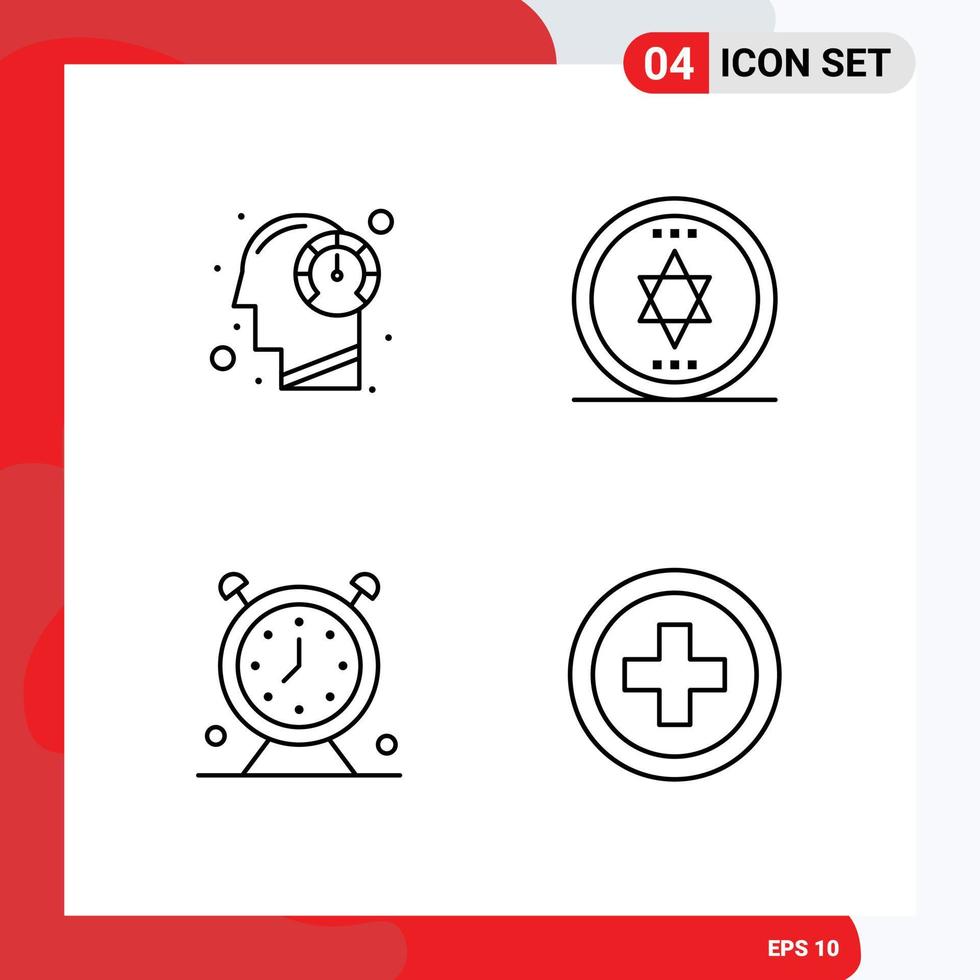4 Thematic Vector Filledline Flat Colors and Editable Symbols of fast clock mind halloween time Editable Vector Design Elements