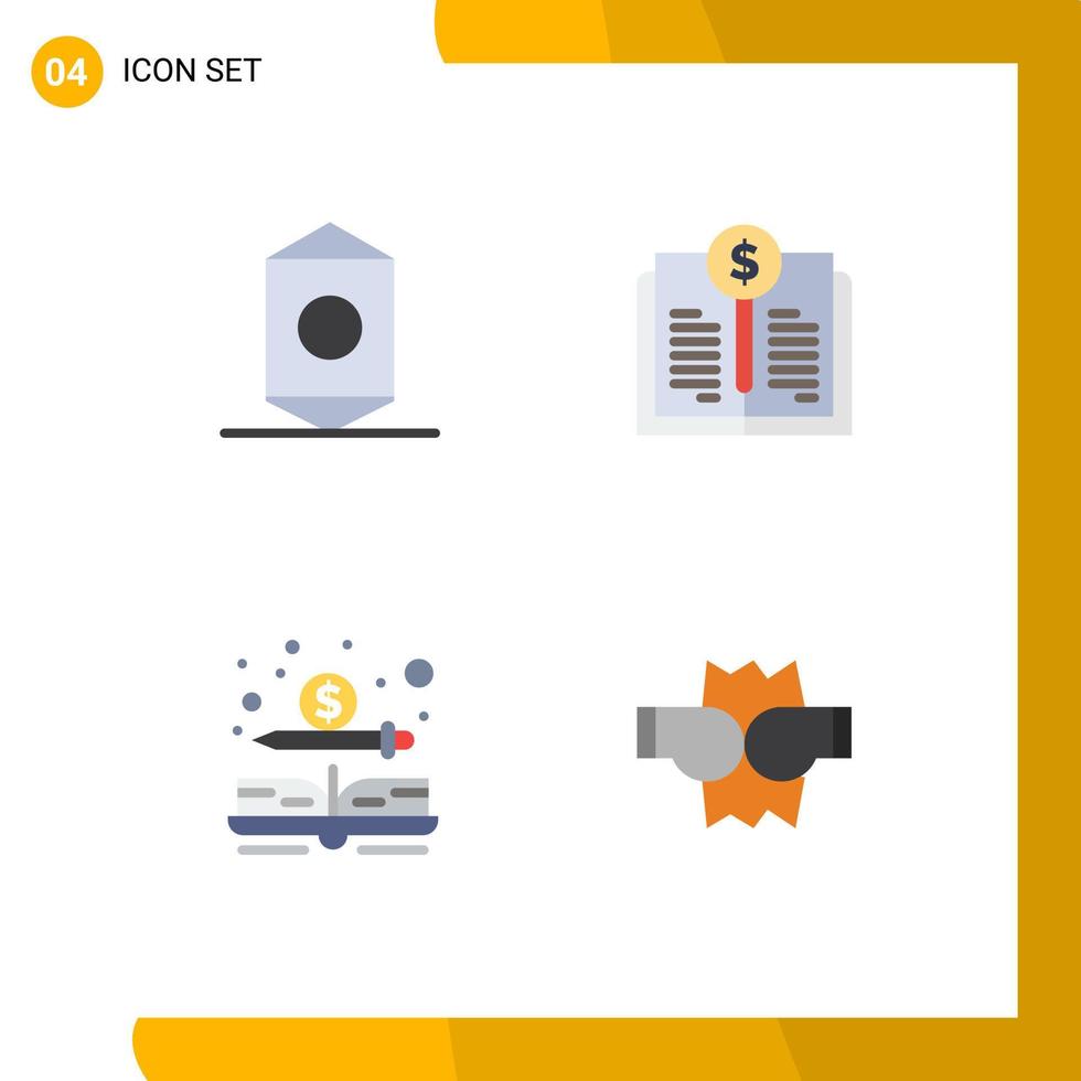 Modern Set of 4 Flat Icons and symbols such as candy cash wrapper investing money Editable Vector Design Elements