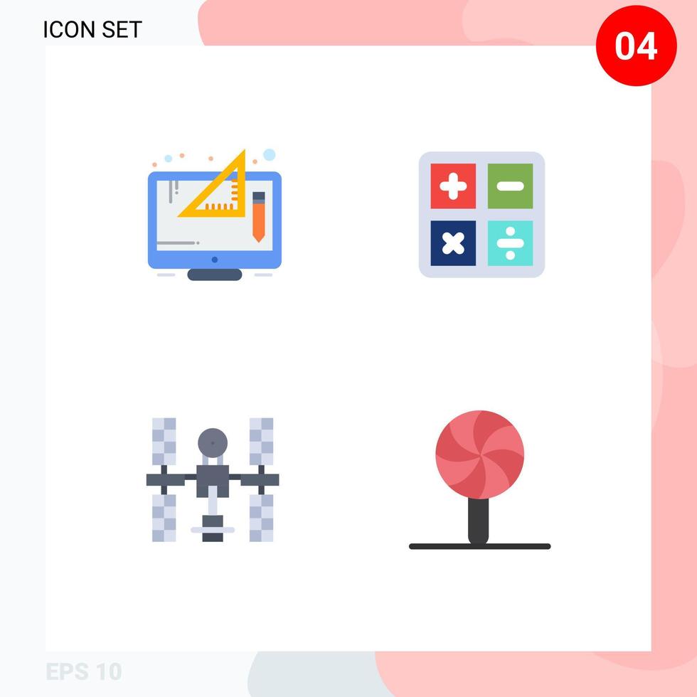 Flat Icon Pack of 4 Universal Symbols of creative complex graphic calculate platform Editable Vector Design Elements