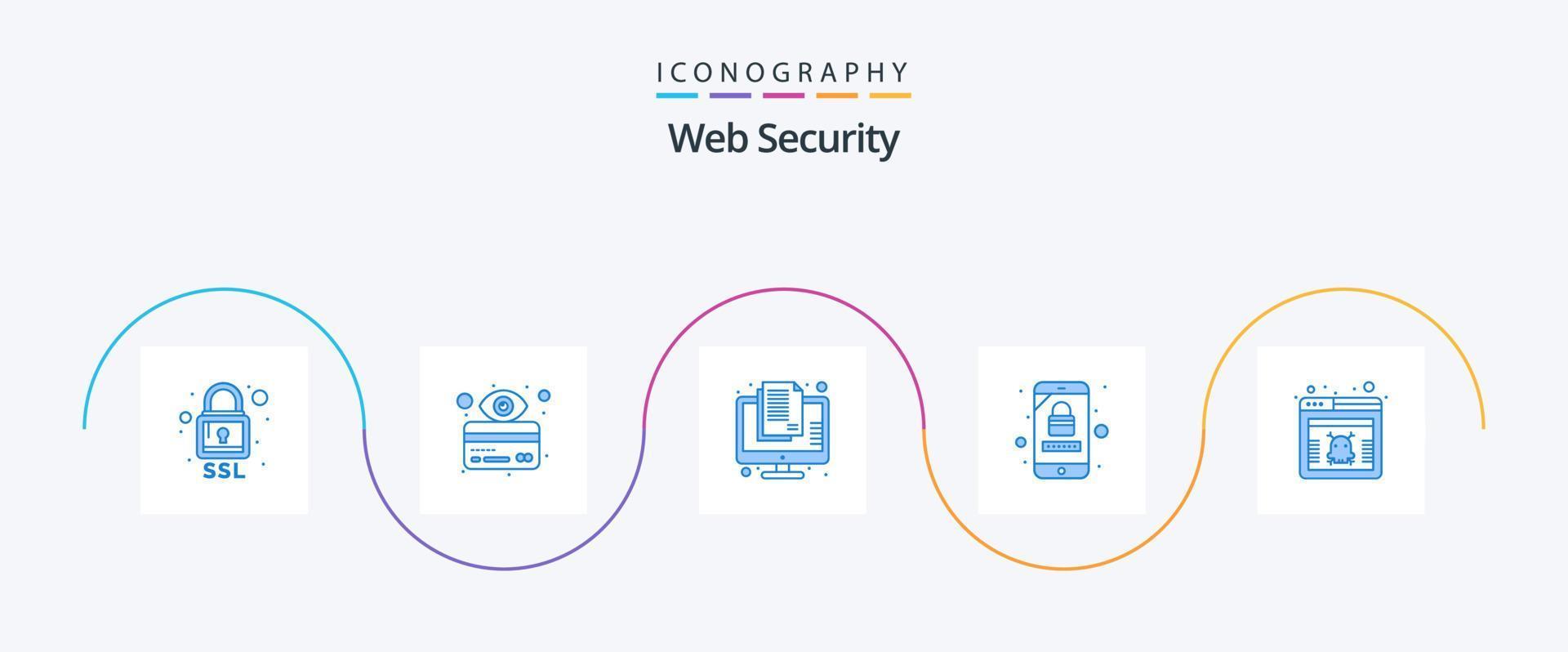 Web Security Blue 5 Icon Pack Including page. mobile account. classified. mobile. secret vector