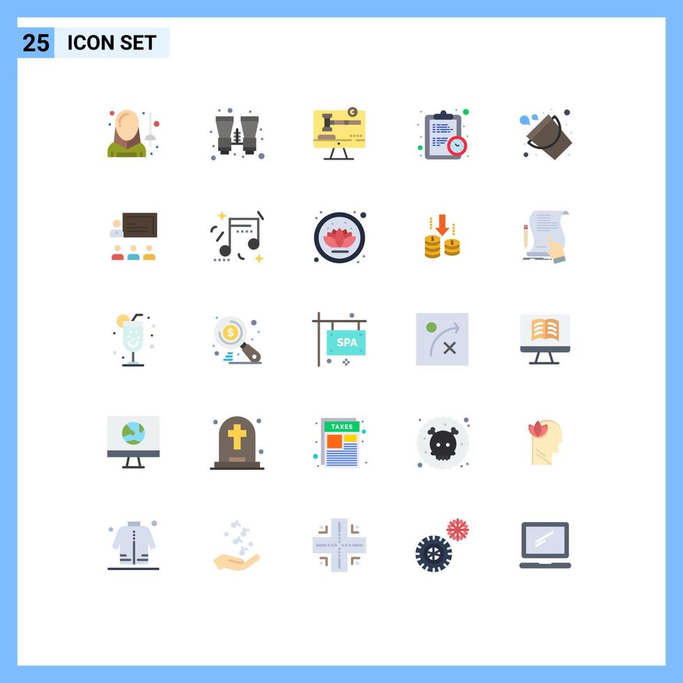 Modern Set of 25 Flat Colors and symbols such as bucket efficiency travel deadline law Editable Vector Design Elements