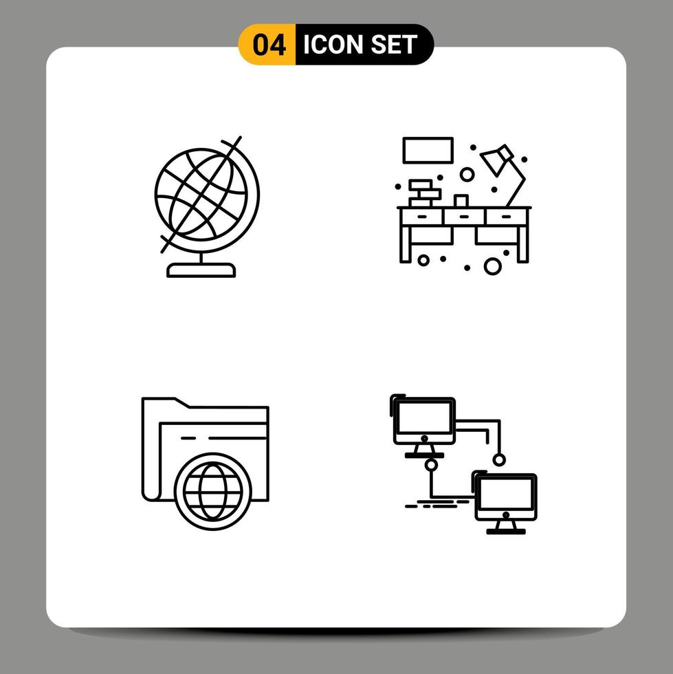 Universal Icon Symbols Group of 4 Modern Filledline Flat Colors of education fie desk workplace local Editable Vector Design Elements