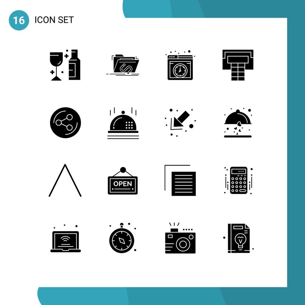 16 Universal Solid Glyph Signs Symbols of social share software sport online Editable Vector Design Elements