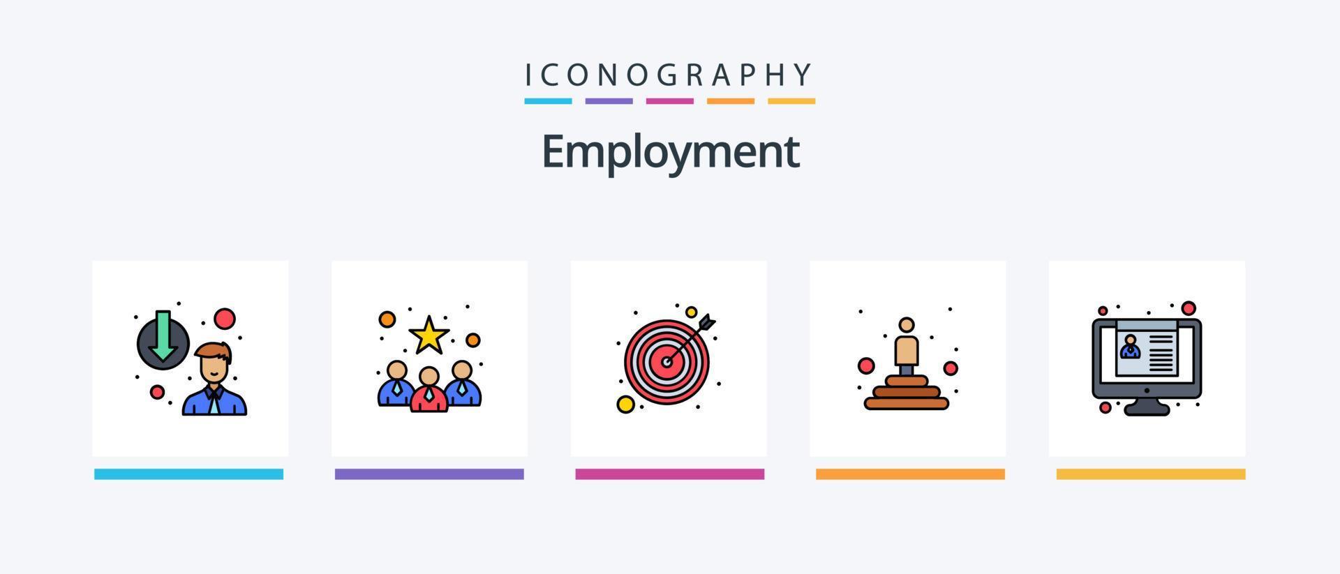 la línea de empleo llenó el paquete de 5 íconos, incluido el empleado. El mejor equipo. flecha. perfil. negocio. diseño de iconos creativos vector