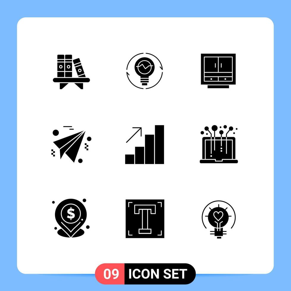 Modern Set of 9 Solid Glyphs Pictograph of storage furniture innovation files business Editable Vector Design Elements