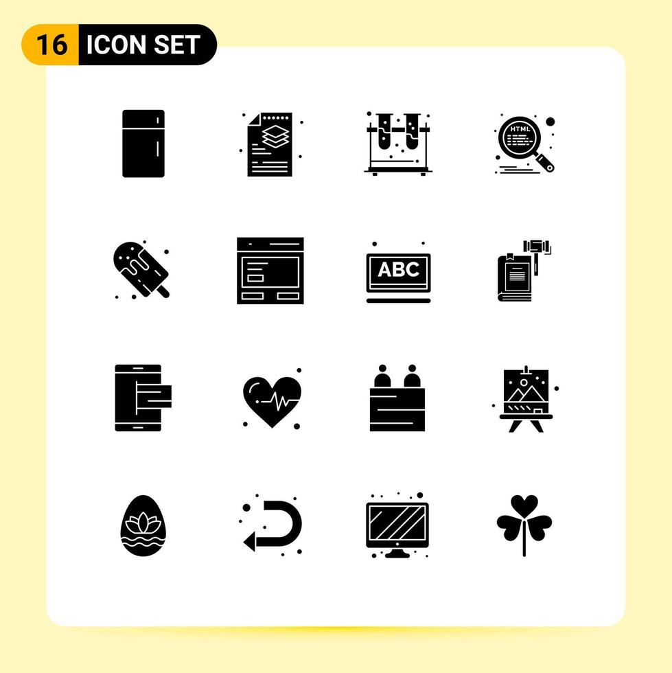 16 Solid Glyph concept for Websites Mobile and Apps candy search layers optimization tubes Editable Vector Design Elements