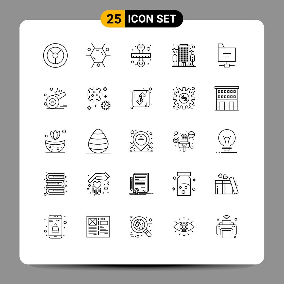 Set of 25 Commercial Lines pack for referee whistle scale server files Editable Vector Design Elements