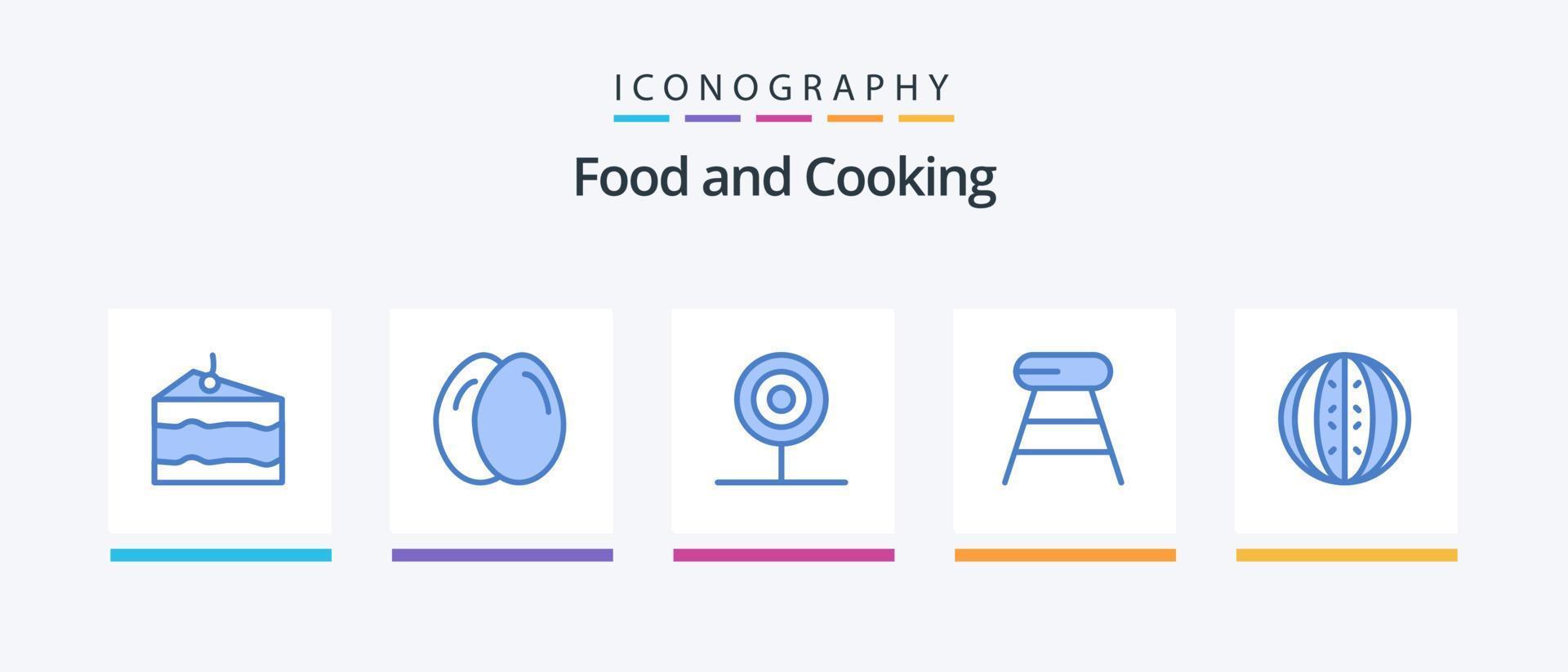 Food Blue 5 Icon Pack Including food. seat. drink. food. coffee. Creative Icons Design vector