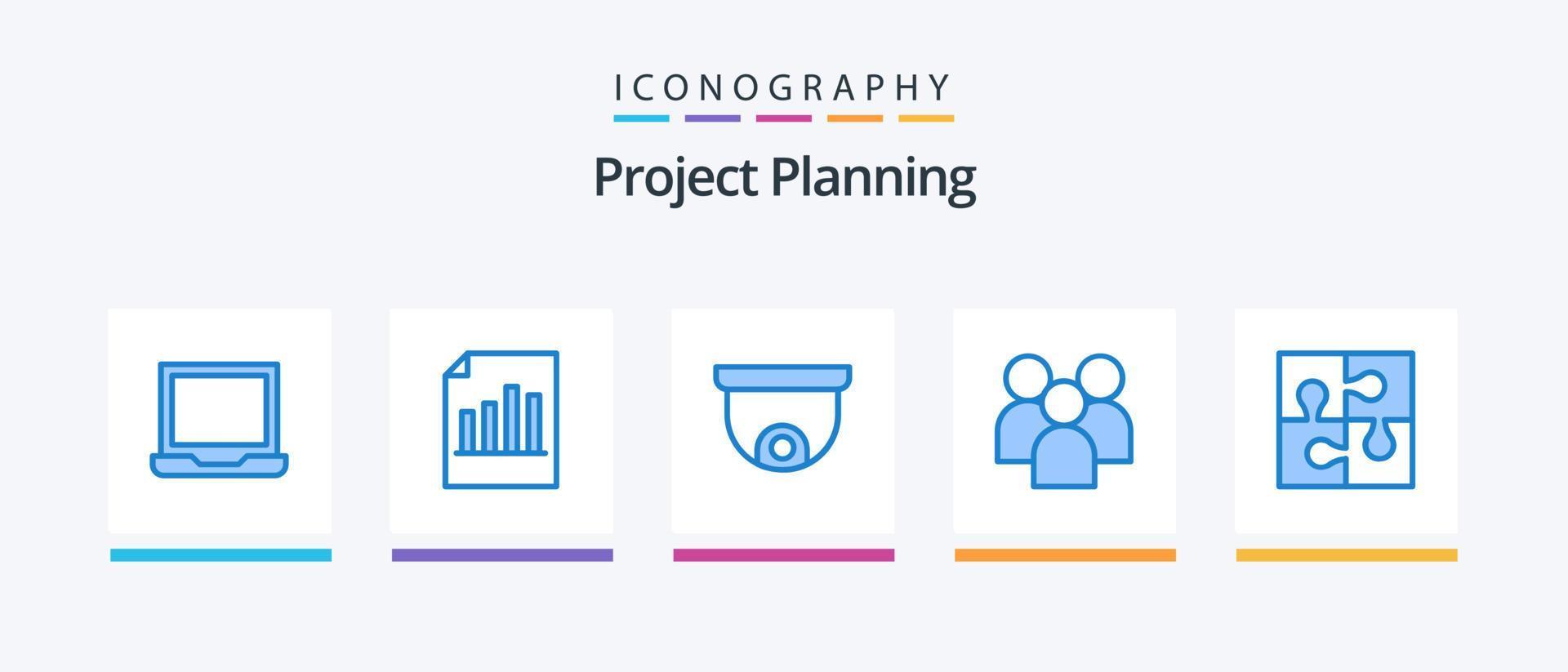 Project Planing Blue 5 Icon Pack Including team. management. report. group. planning. Creative Icons Design vector