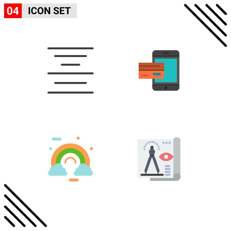 Universal Icon Symbols Group of 4 Modern Flat Icons of align money payment card celebrate Editable Vector Design Elements