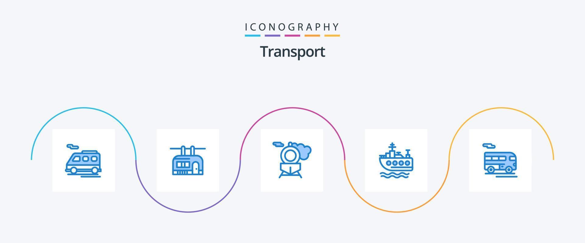 paquete de iconos de transporte azul 5 que incluye . transporte. tren. entrenador. transporte vector