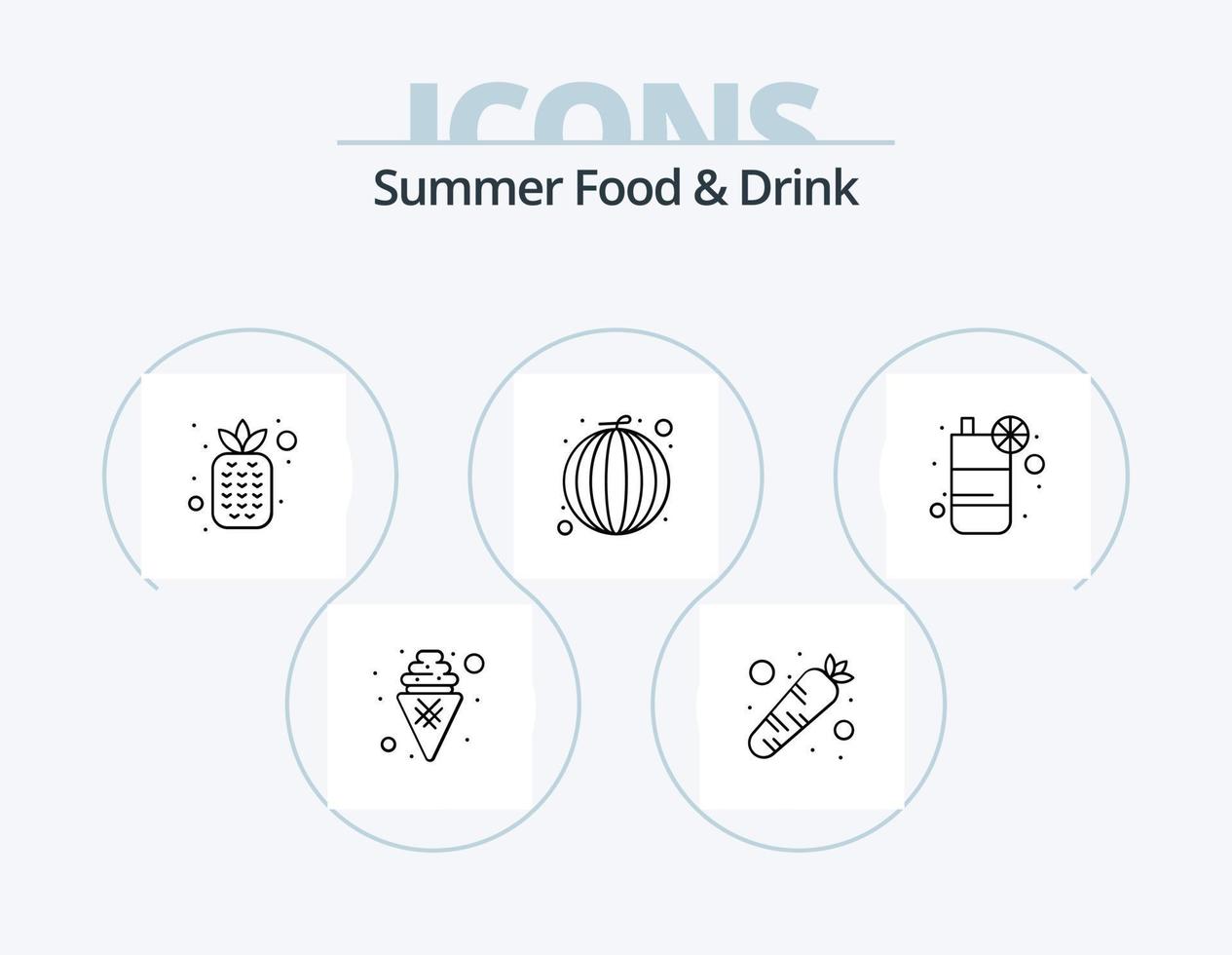 paquete de iconos de línea de comida y bebida de verano 5 diseño de iconos. helado. nachos piña. alimento. verano vector