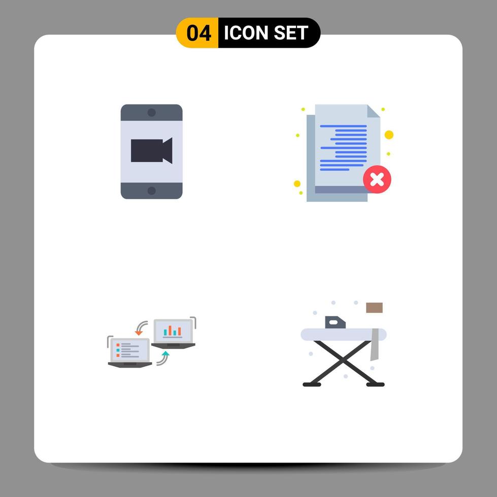 Set of 4 Modern UI Icons Symbols Signs for mobile business delete recruitment connection Editable Vector Design Elements