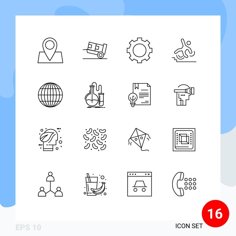 Set of 16 Commercial Outlines pack for global failure devices failed business Editable Vector Design Elements