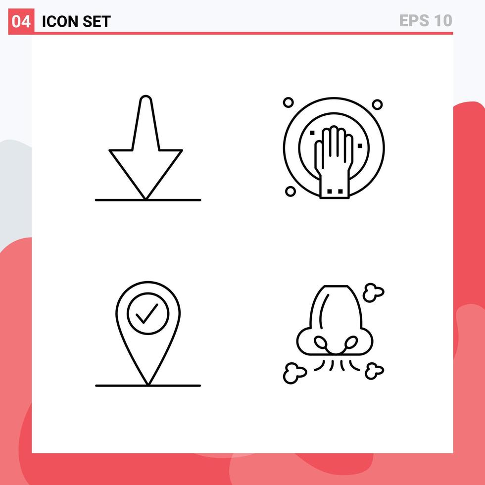 Universal Icon Symbols Group of 4 Modern Filledline Flat Colors of arrow air hand spa health Editable Vector Design Elements