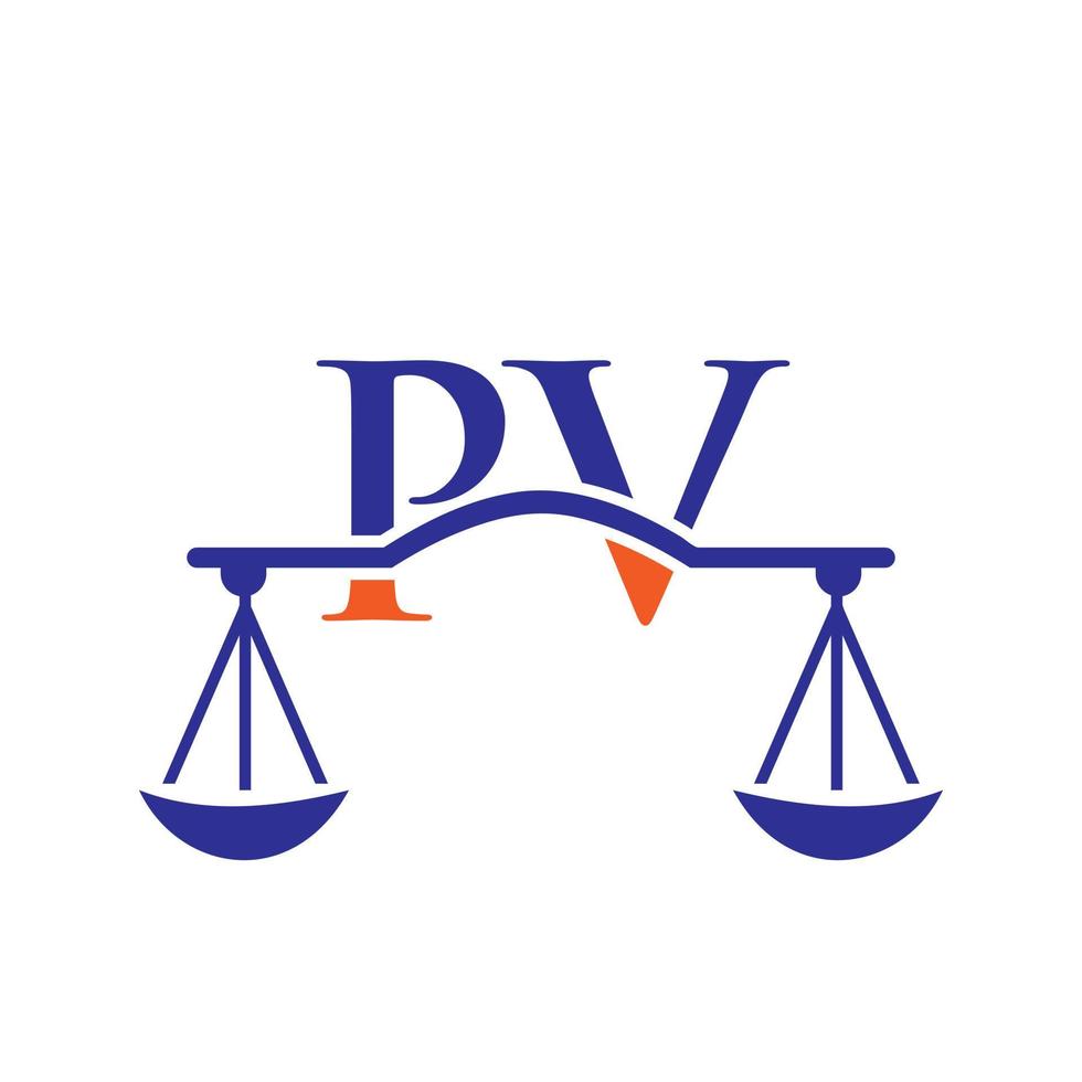 letra pv diseño de logotipo de bufete de abogados para abogado, justicia, abogado de derecho, legal, servicio de abogado, bufete de abogados, escala, bufete de abogados, abogado de negocios corporativos vector