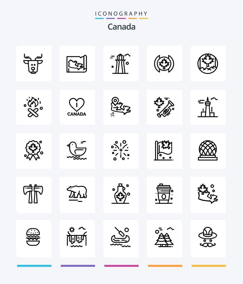 Creative Canada 25 OutLine icon pack  Such As fire. leaf. co tower. canada. leaf vector