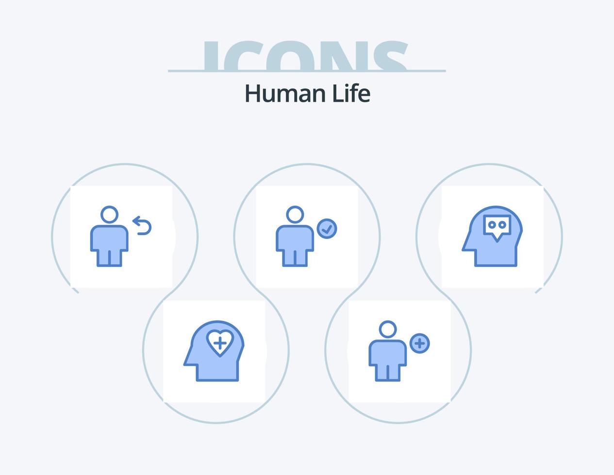 Human Blue Icon Pack 5 Icon Design. done. check. avatar. body. return vector