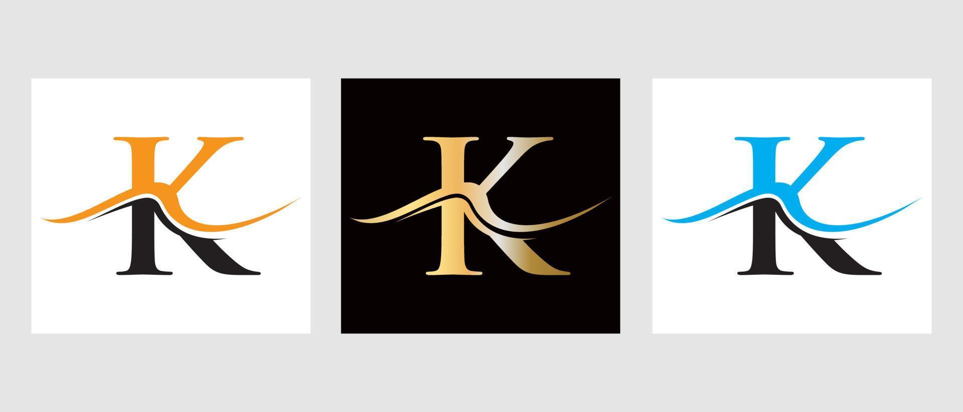 plantilla de vector de diseño de logotipo de letra k de monograma inicial