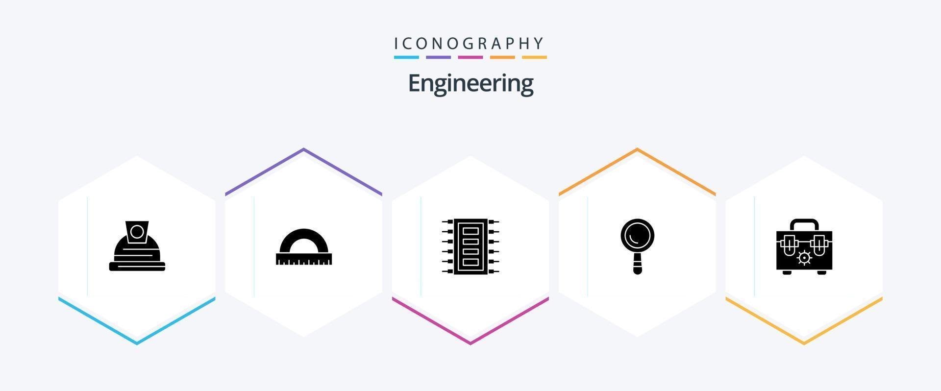 paquete de iconos de 25 glifos de ingeniería que incluye construcción. edificio. tecnología construcción. conectar vector