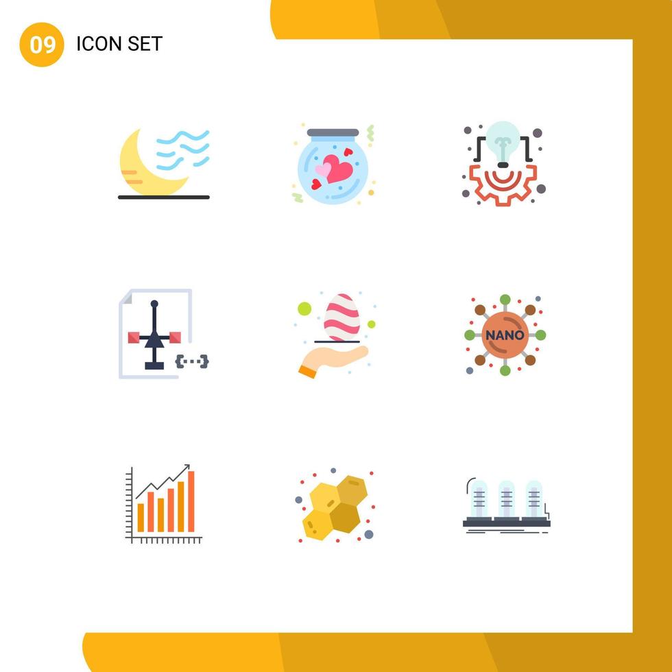 Pictogram Set of 9 Simple Flat Colors of develop project management love light creative Editable Vector Design Elements