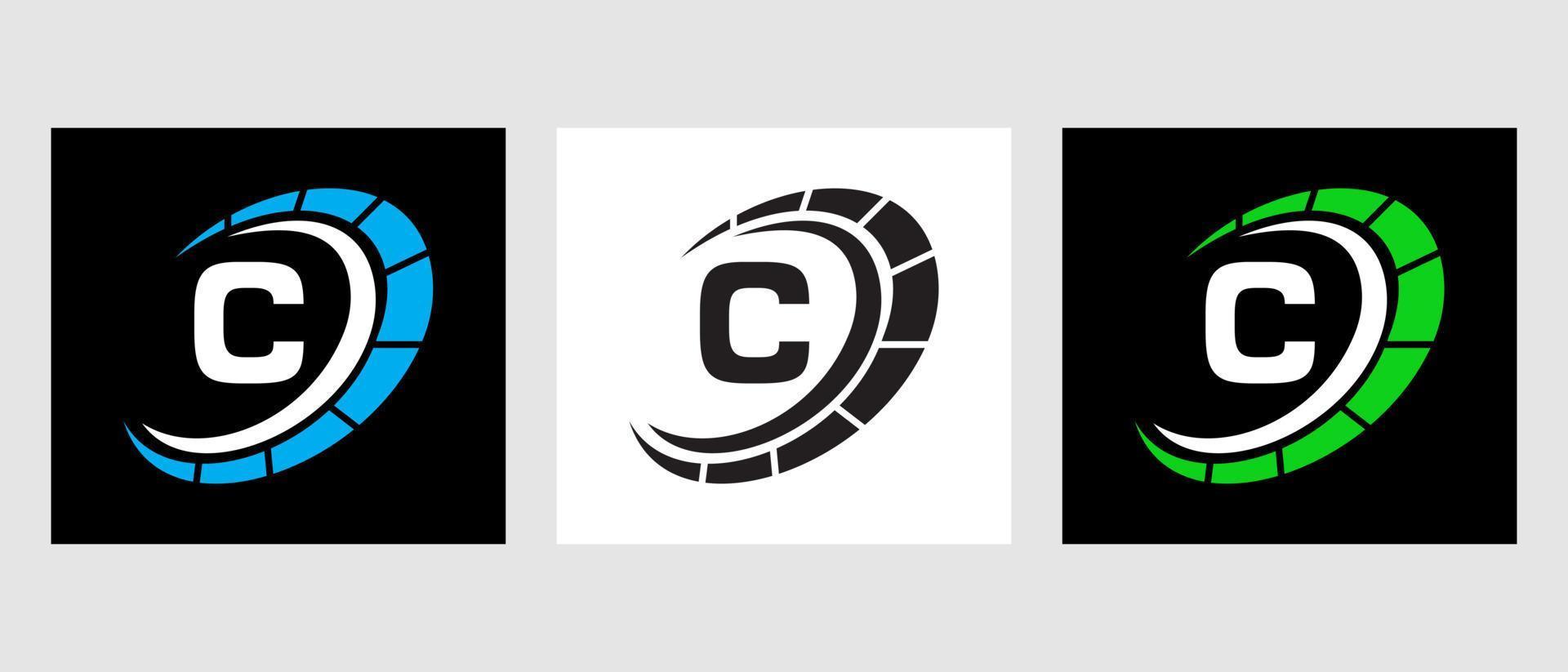 Letter C Car Automotive Logo For Cars Service, Cars Repair With Speedometer Symbol vector