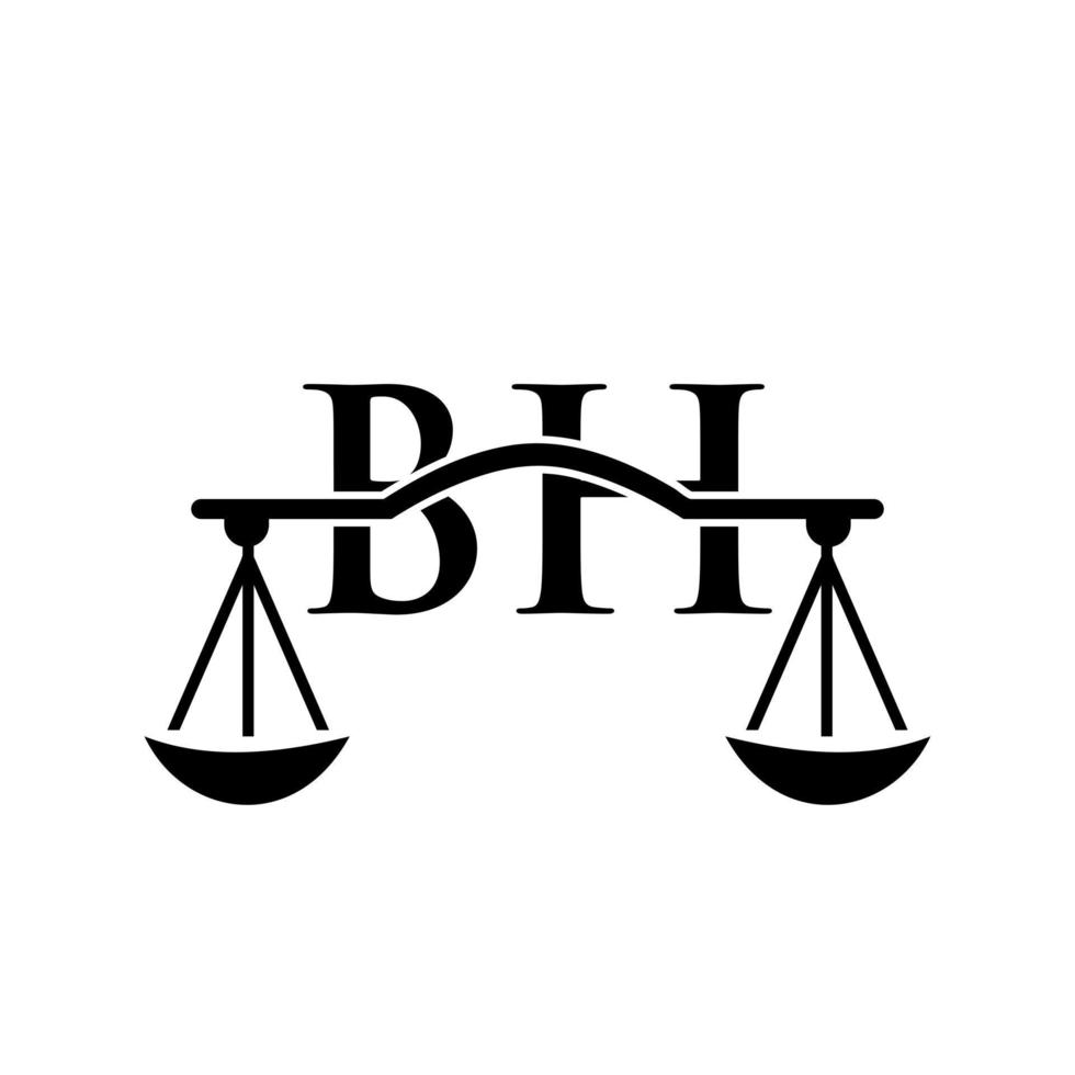 Letter BH Law Firm Logo Design For Lawyer, Justice, Law Attorney, Legal, Lawyer Service, Law Office, Scale, Law firm, Attorney Corporate Business vector