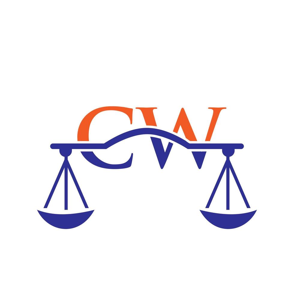 Letter CW Law Firm Logo Design For Lawyer, Justice, Law Attorney, Legal, Lawyer Service, Law Office, Scale, Law firm, Attorney Corporate Business vector