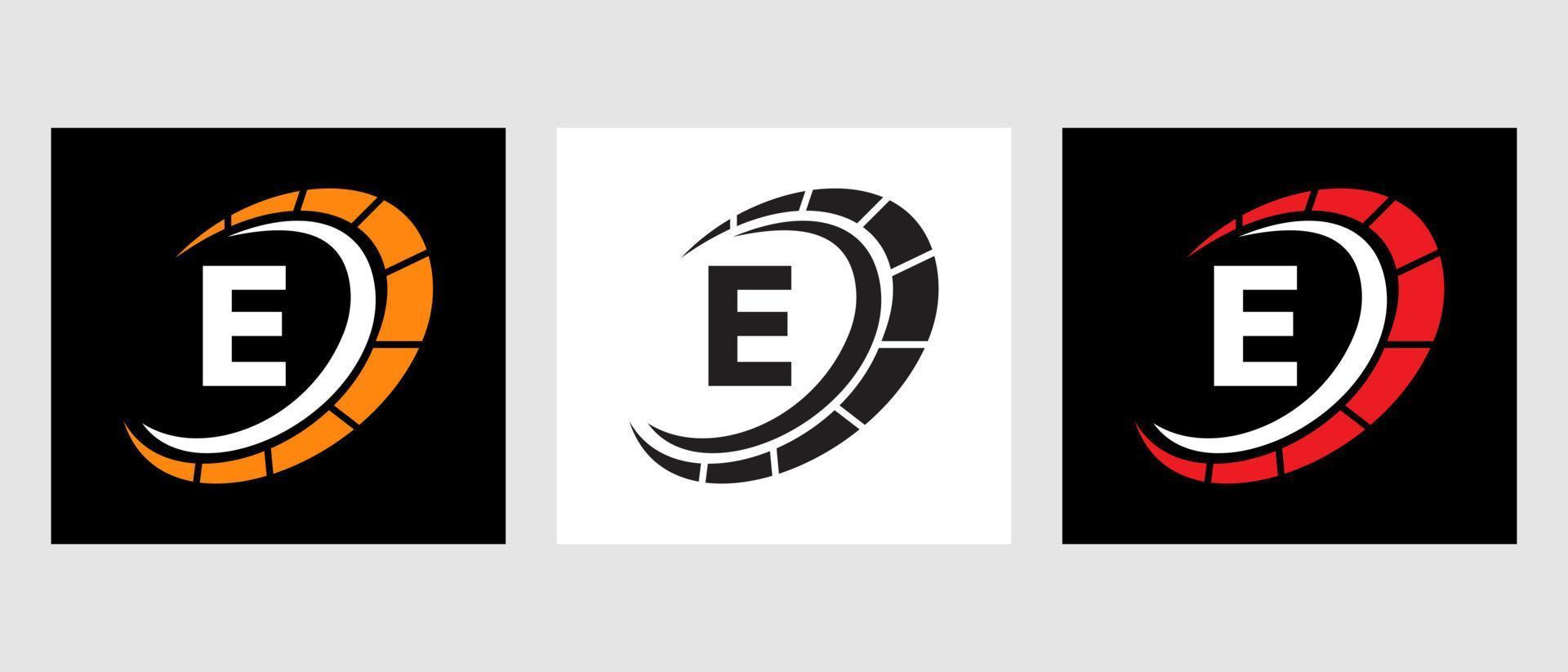 Letter E Car Automotive Logo For Cars Service, Cars Repair With Speedometer Symbol vector