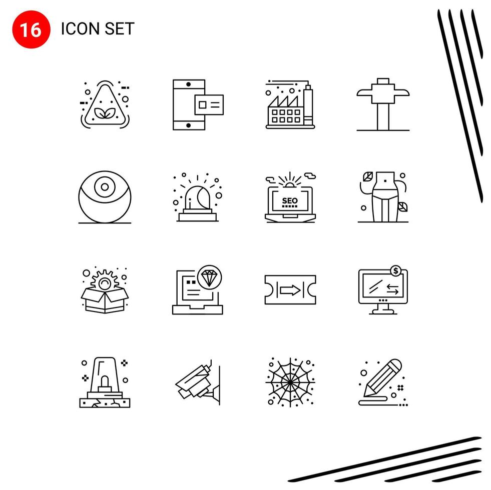 Editable Vector Line Pack of 16 Simple Outlines of emergency star wars digital planet pick Editable Vector Design Elements