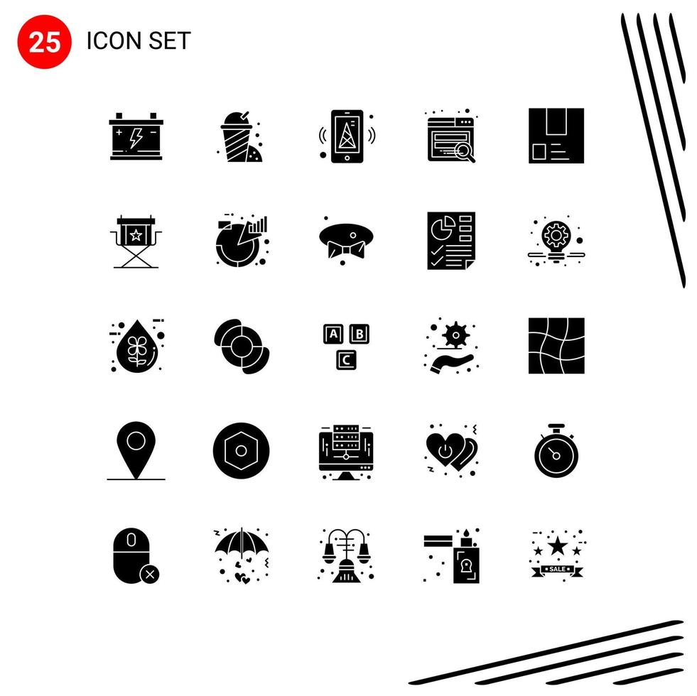 25 Thematic Vector Solid Glyphs and Editable Symbols of package e iot deliver seo Editable Vector Design Elements