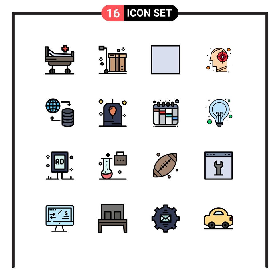 Universal Icon Symbols Group of 16 Modern Flat Color Filled Lines of service hosting full screen success human Editable Creative Vector Design Elements