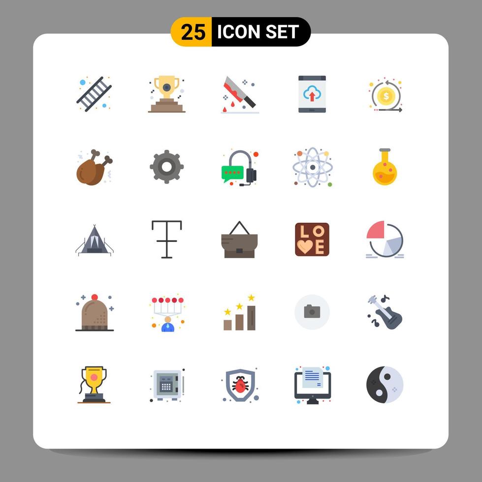 Flat Color Pack of 25 Universal Symbols of cash storage halloween smartphone app Editable Vector Design Elements