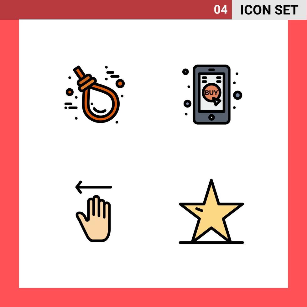 4 User Interface Filledline Flat Color Pack of modern Signs and Symbols of gallo hand knot commerce gestures Editable Vector Design Elements