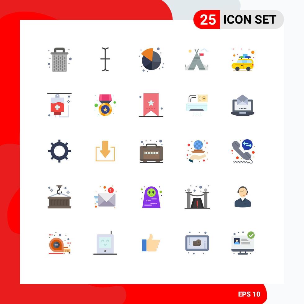 25 Universal Flat Colors Set for Web and Mobile Applications bus car pie camping camp Editable Vector Design Elements