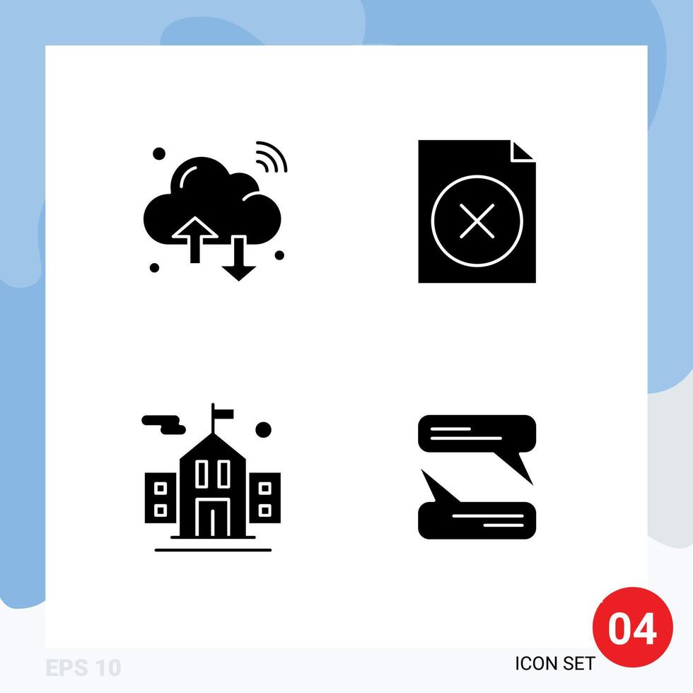 Modern Set of 4 Solid Glyphs and symbols such as cloud flag iot document chatting Editable Vector Design Elements